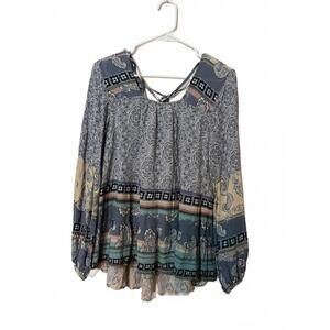 Knox Rose Women's Patterned Long Sleeve Blouse Medium EUC